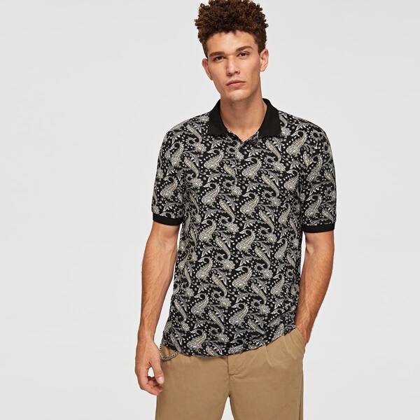 

Men Paisley Print Polo Shirt, Multicolor