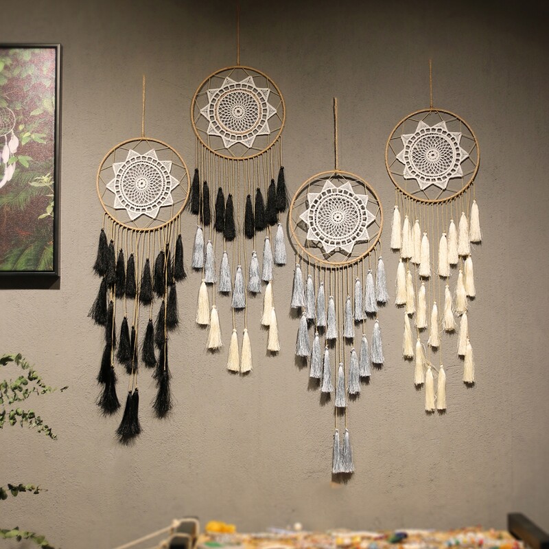 

1pc Flower Pattern Woven Tassel Dream Catcher