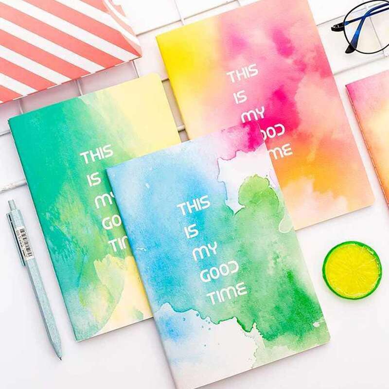 

1pack Random Slogan Print Watercolor Cover Notebook