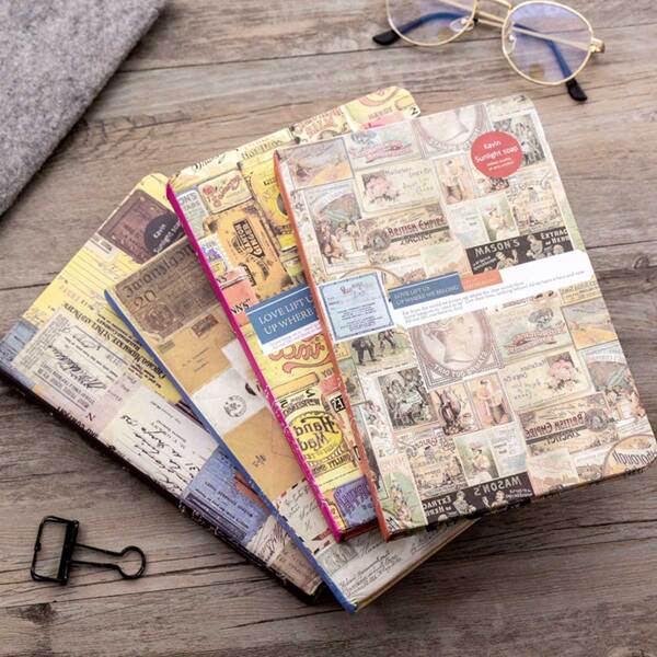 

1pack Random Vintage Pattern Hard Cover Notebook