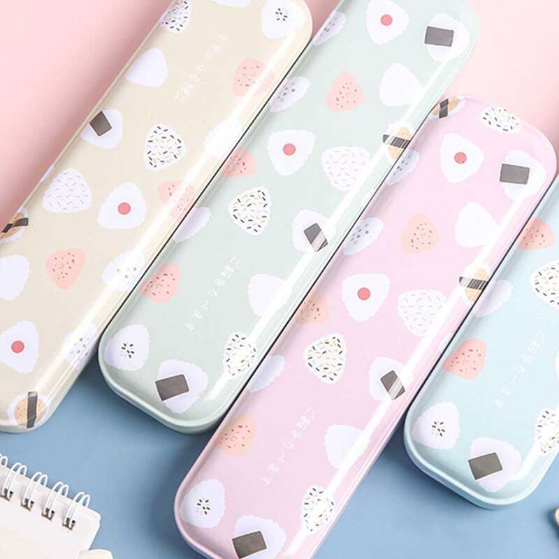 

1pc Random Rice Ball Print Iron Pencil Box