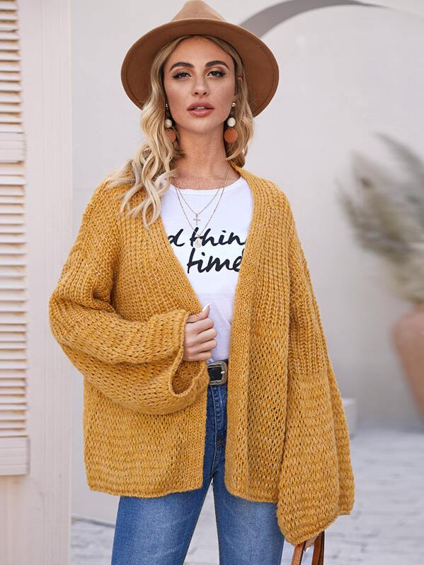 

Open Front Chunky Knit Cardigan, Yellow, Nathane