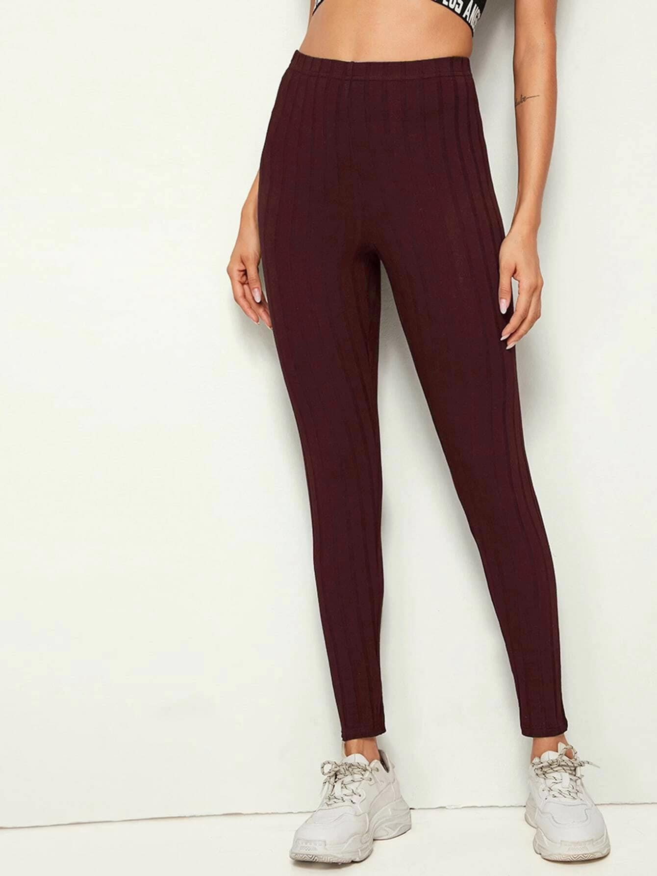 Mulvari Leggings tejido de canalé unicolor