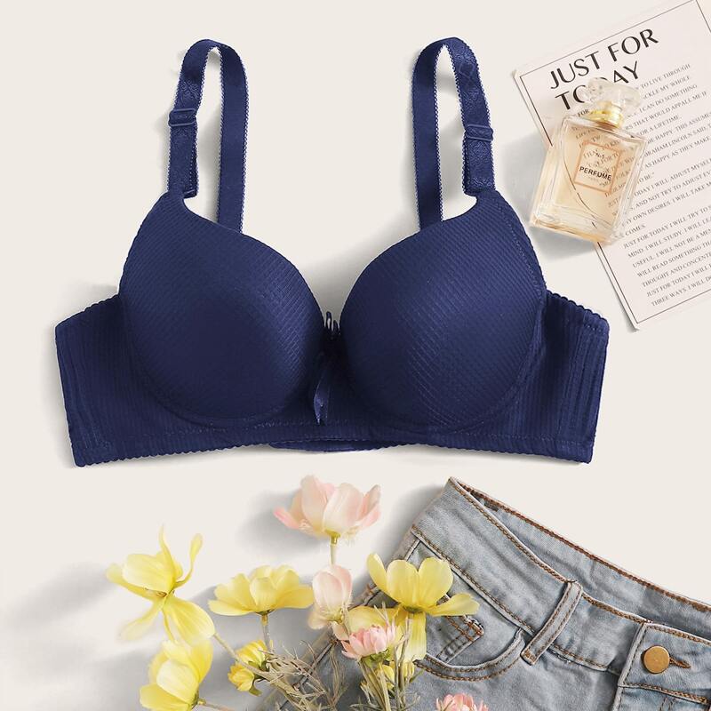 

Solid Push Up Bra, Navy blue