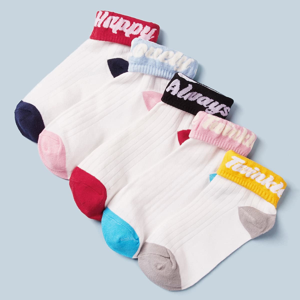 

5pairs Letter Graphic Socks, Multicolor