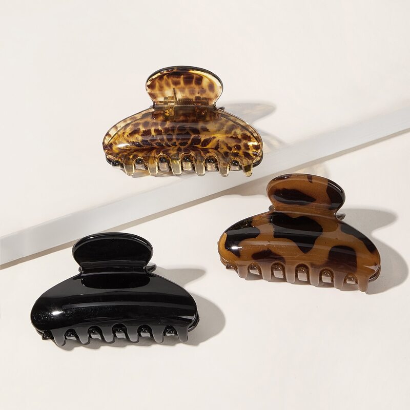 

3pcs Leopard Pattern Hair Claws, Multicolor