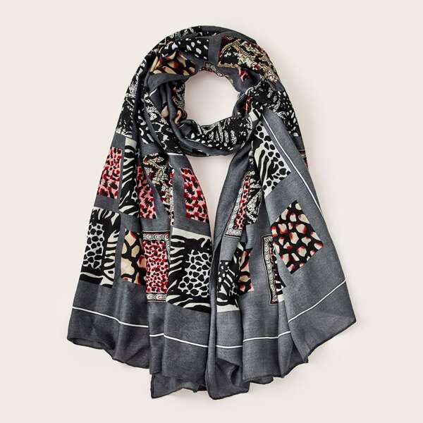 

Animal Pattern Scarf, Multicolor