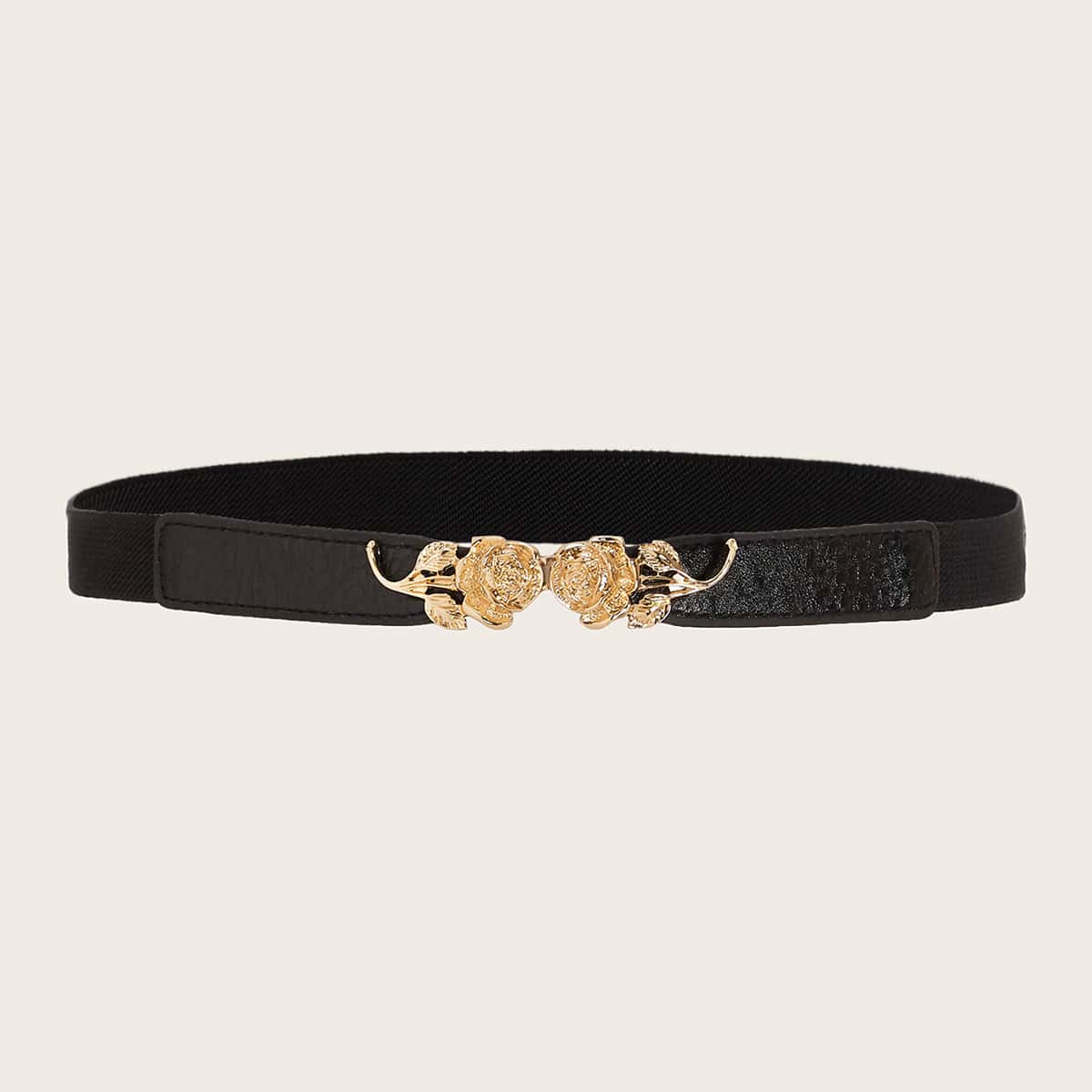 

Rose Decor Wide Belt, Black