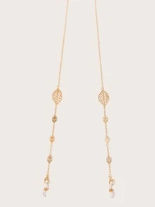 Hollow Out Leaf Glasses Chain - Gold - View 5