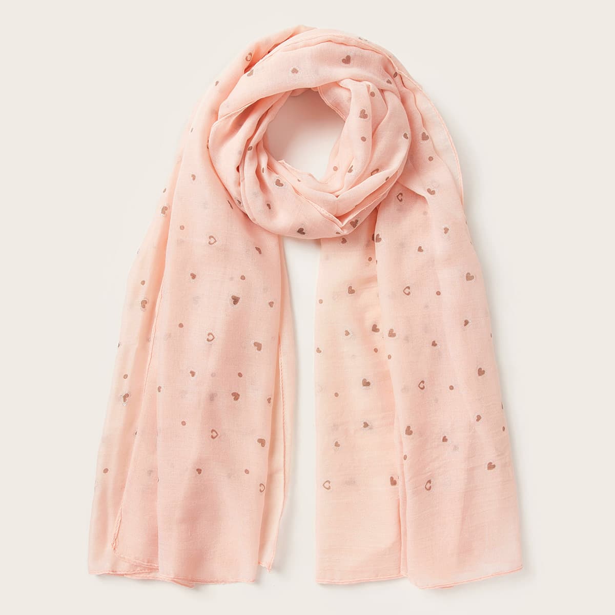 

Heart Pattern Scarf, Pink