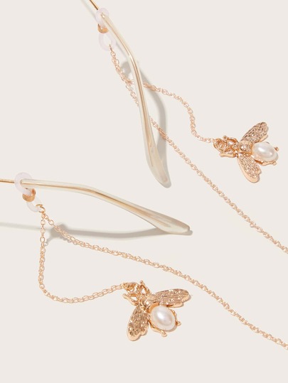 Faux Pearl Bee Decor Glasses Chain