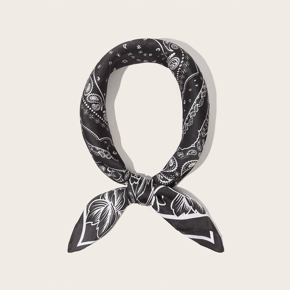 

Flower & Paisley Pattern Bandana, Black