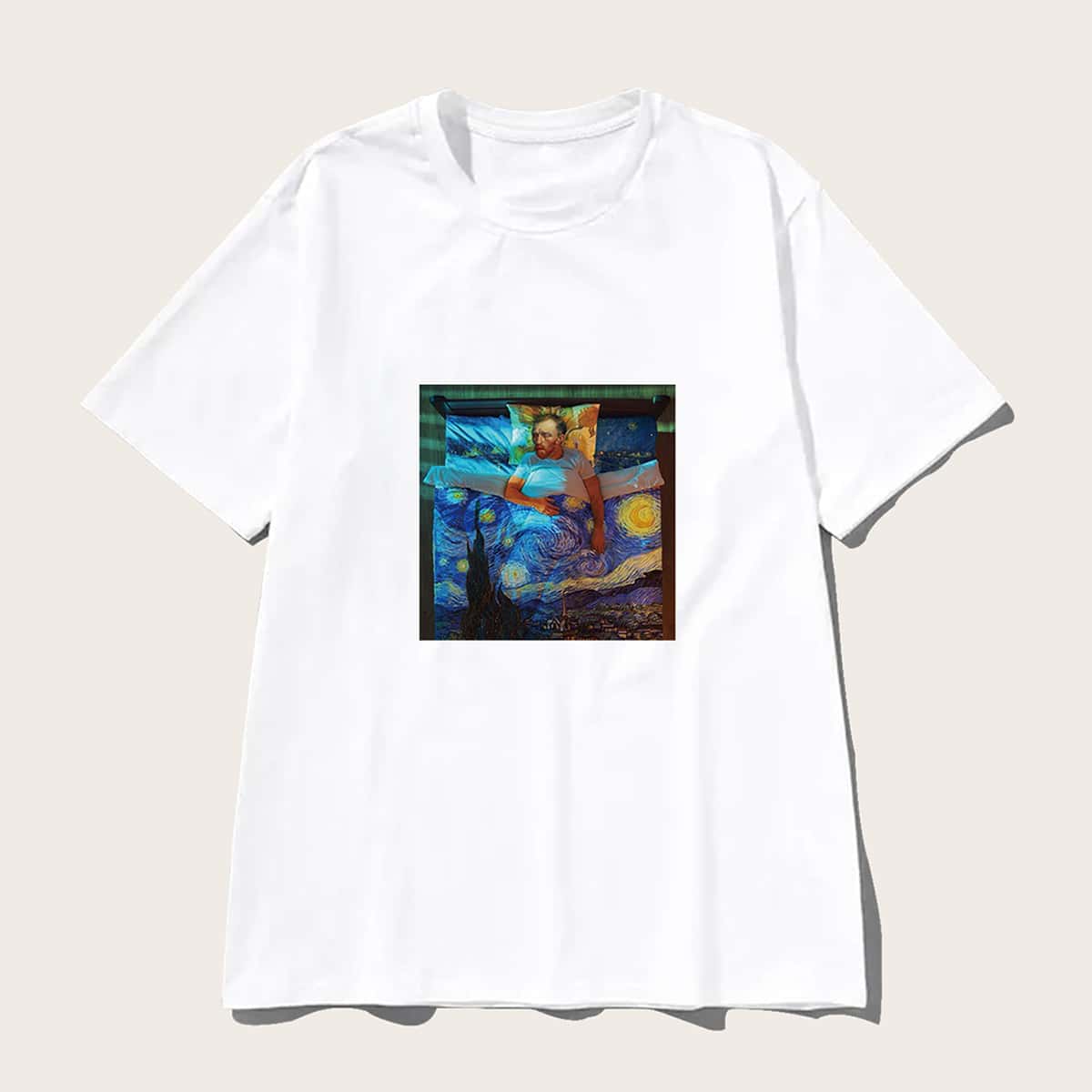 

Guys Graphic Print Round Neck Tee, White