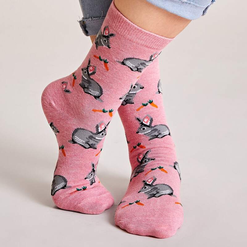 

1pair Rabbit Pattern Socks, Multicolor