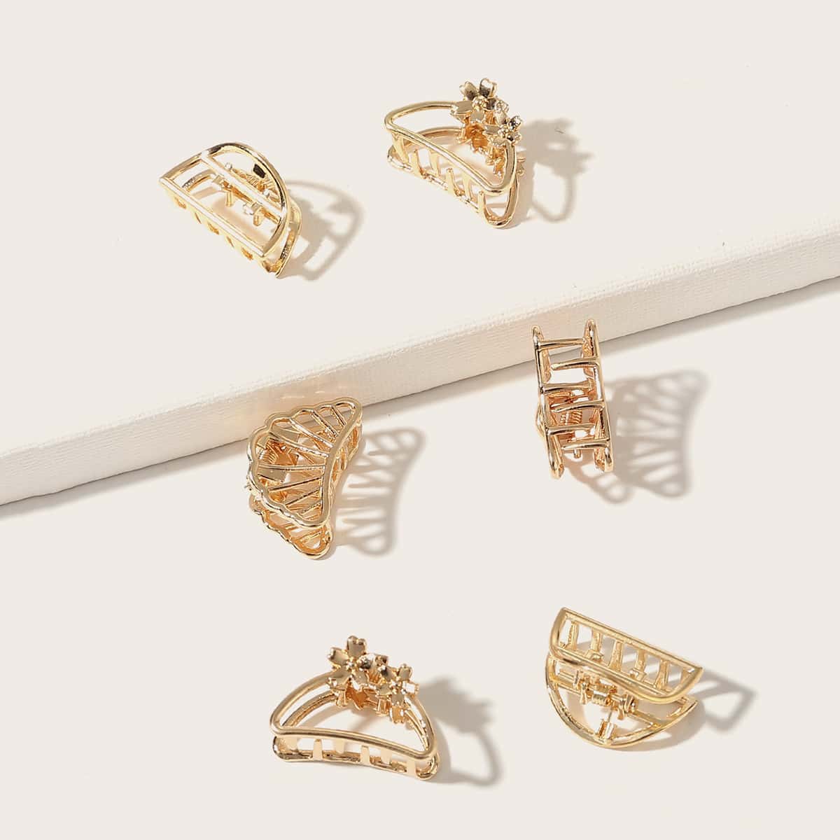 

6pcs Metallic Hair Claw, Gold