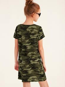 SHEIN 女孩迷彩t恤連衣裙 - 彩色 - 查看 2