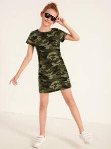 SHEIN 女孩迷彩t恤連衣裙 - 彩色 - 查看 3