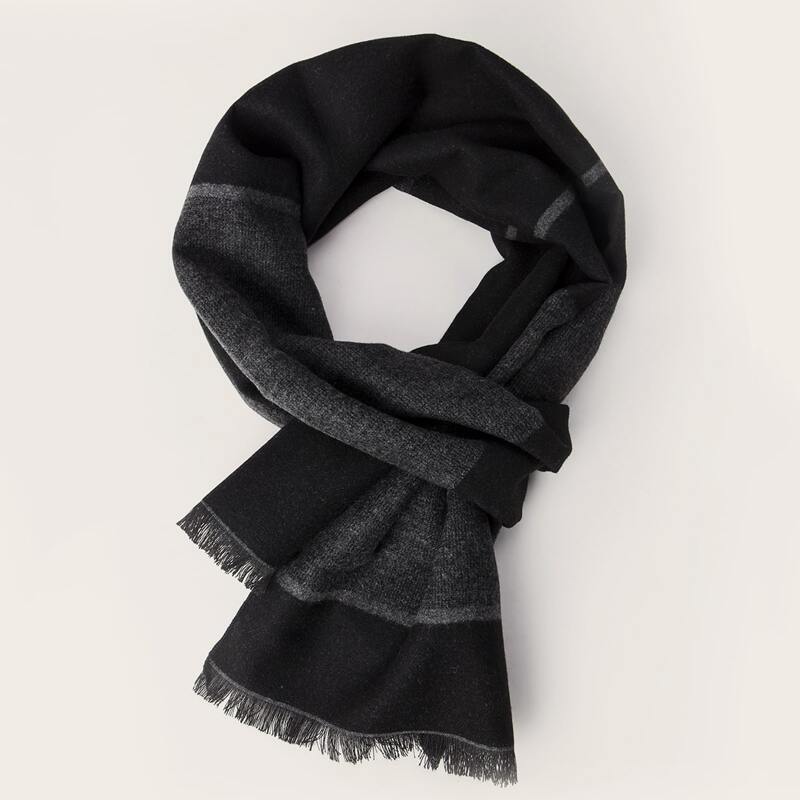 

Guys Color Block Raw Hem Scarf, Black