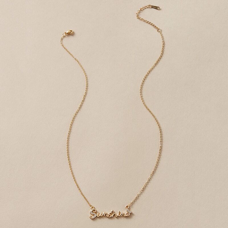 

1pc Rhinestone Engraved Letter Necklace, Gold