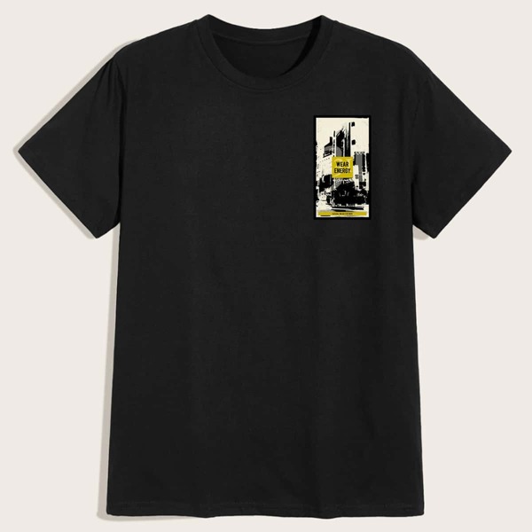 

Men Letter Graphic Short Sleeve Tee, Black