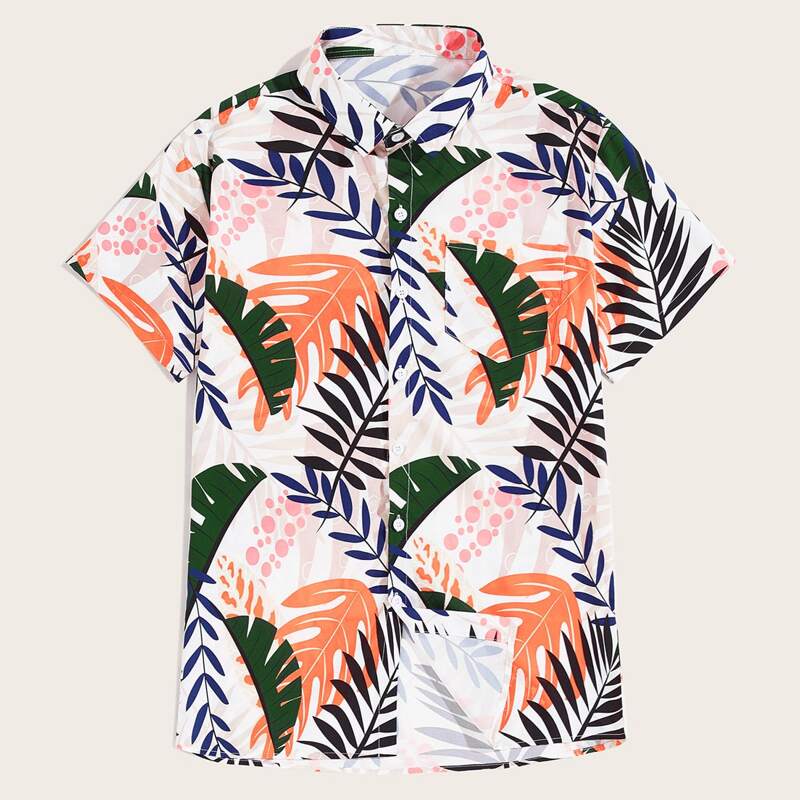 

Guys Tropical Print Button Up Shirt, Multicolor