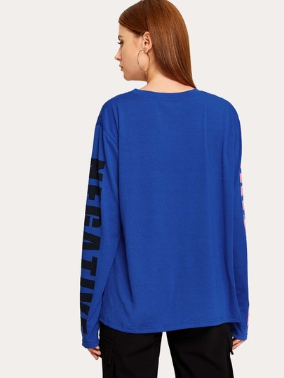 Letter Graphic Round Neck Tee
