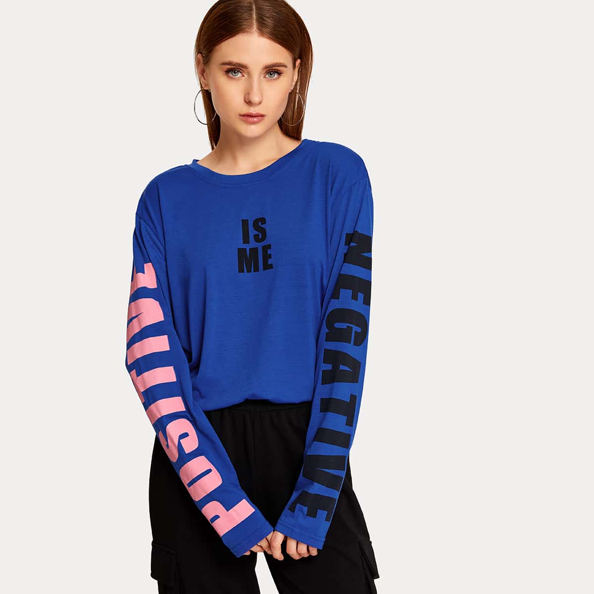 

Letter Graphic Round Neck Tee, Blue