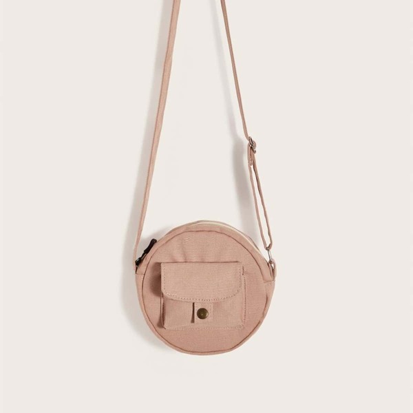 

Pocket Front Round Crossbody Bag, Pink