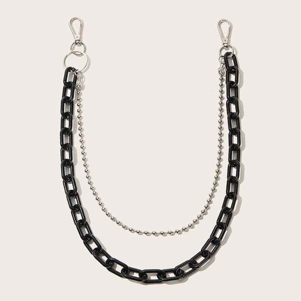 

Men Layered Chain Belt, Black