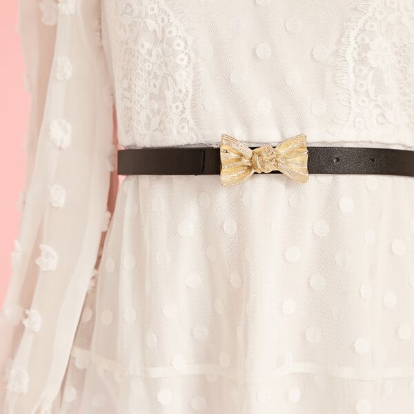

Toddler Girls Bow Knot Buckle Belt, Black