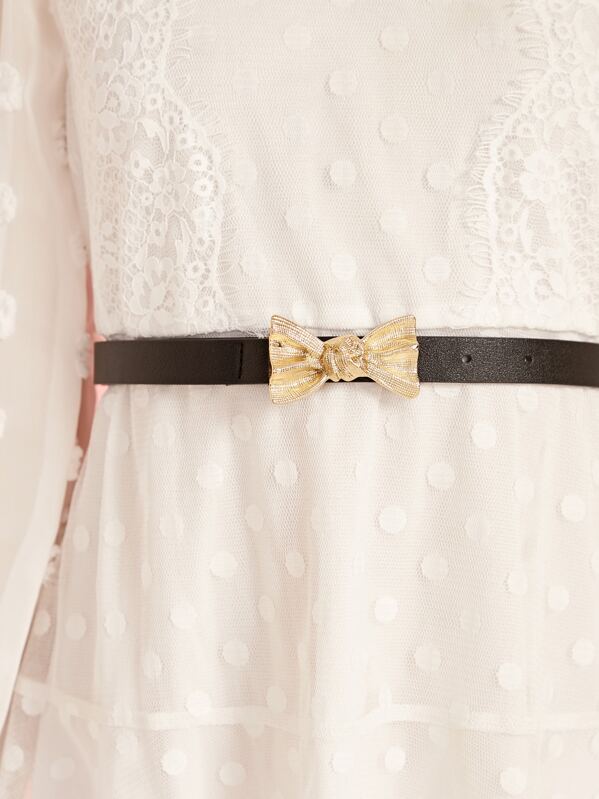 

Toddler Girls Bow Knot Buckle Belt, Black