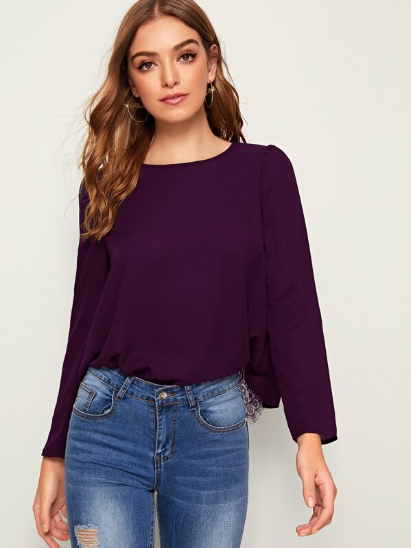 

Eyelash Lace Back Top, Purple, Luiza