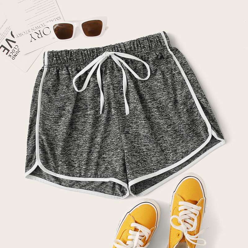 

Marled Knit Dolphin Shorts, Grey