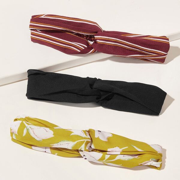 

3pcs Flower Pattern Headband, Multicolor