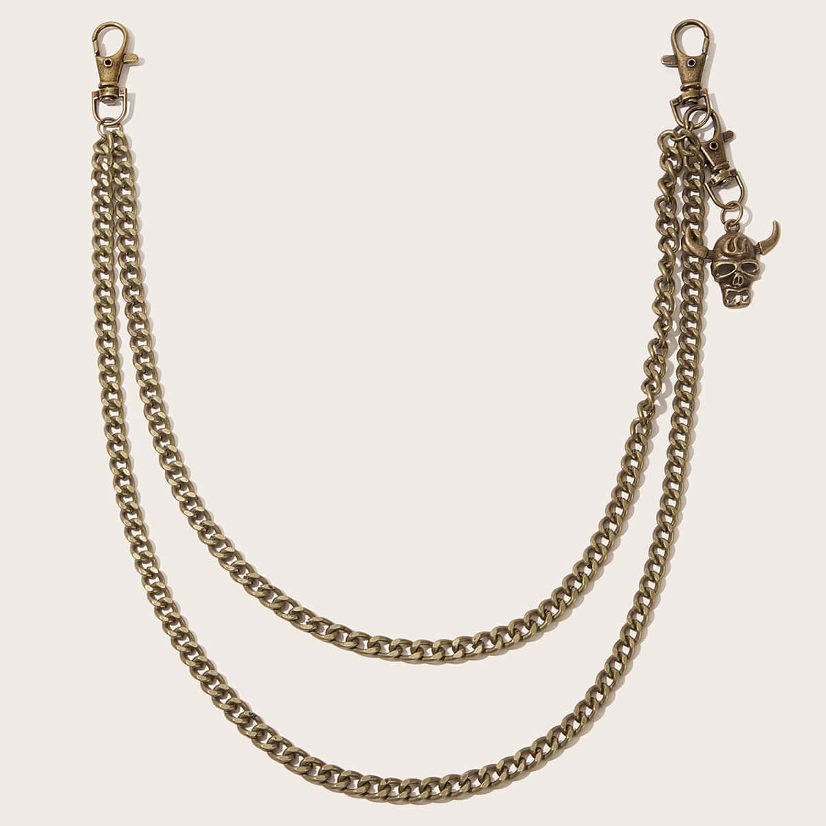 

Guys Bull Head Charm Chain Belt, Gold