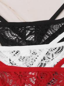 Classic Sexy 3packs Floral Lace Panty Set Lingerie - Multicolor - View 4