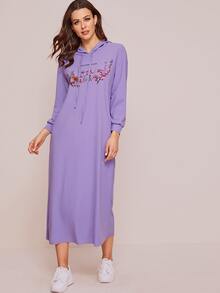 SHEIN 抽繩細節印花連帽連衣裙 - 紫丁香色 - 查看 3