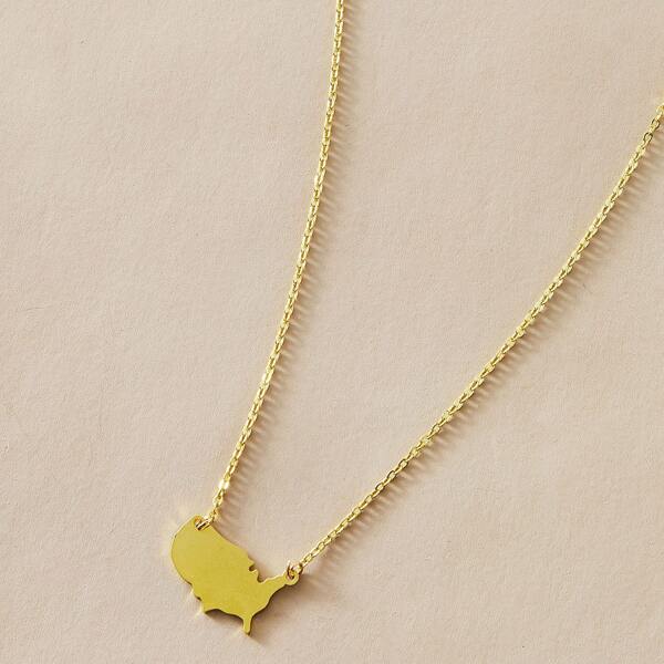 

1pc Irregular Shape Pendant Necklace, Gold