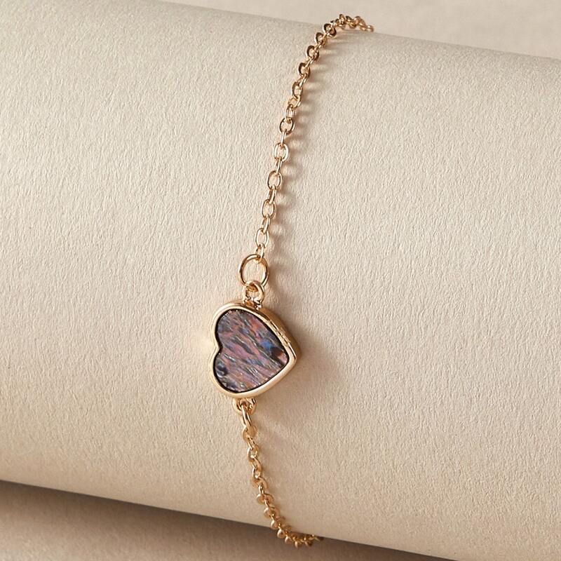 

1pc Heart Decor Chain Bracelet, Gold