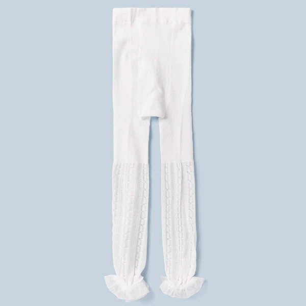 

Toddler Girls Lace Ruffle Hem Tight, White