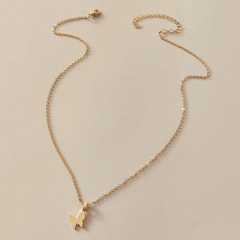 

1pc Simple Butterfly Pendant Necklace, Gold