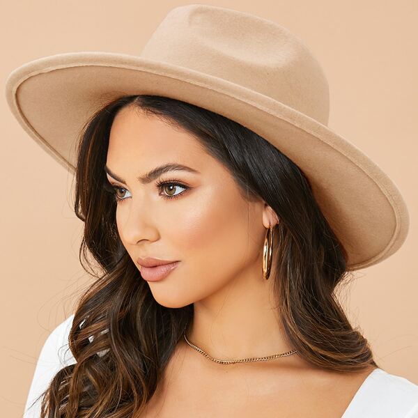 

Wide Brim Wool Felt Hat, Beige