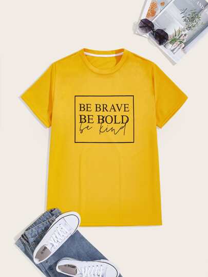 Men Letter Graphic Round Neck Tee