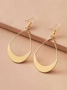 1 Par De Aretes De Aro Con Forma De Luna - Amarillo Oro - Ver 1
