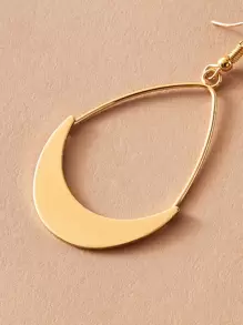 1 Par De Aretes De Aro Con Forma De Luna - Amarillo Oro - Ver 2