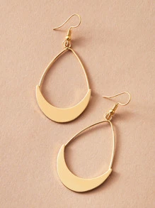 1 Par De Aretes De Aro Con Forma De Luna - Amarillo Oro - Ver 3