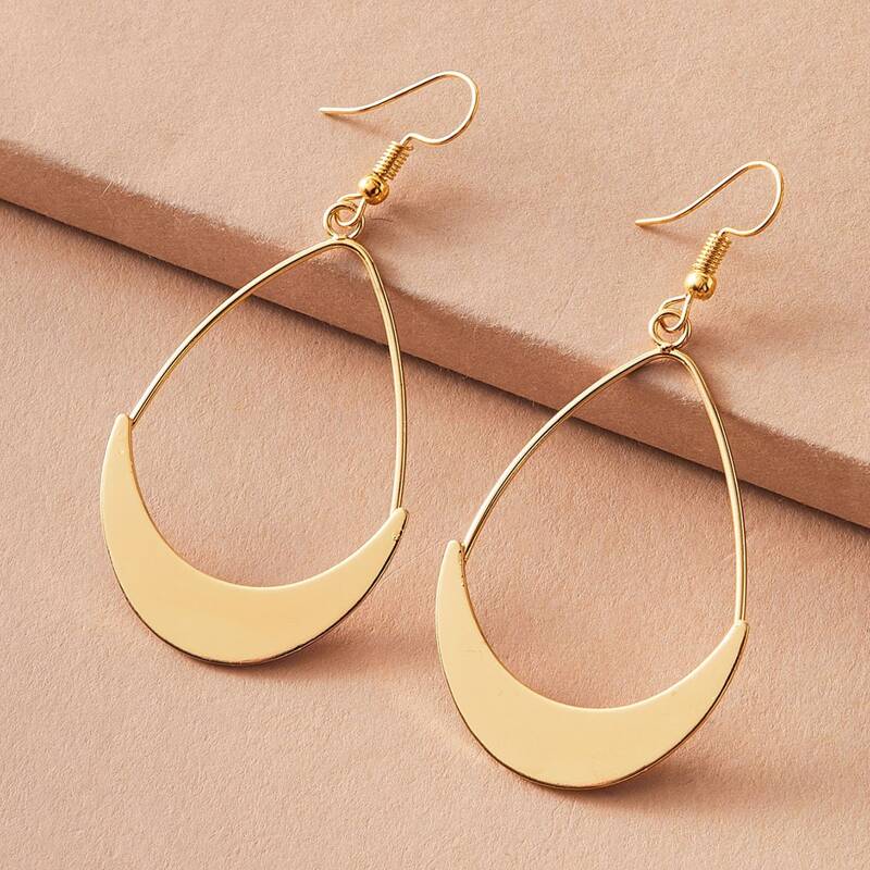 

1pair Moon Hoop Earrings, Gold