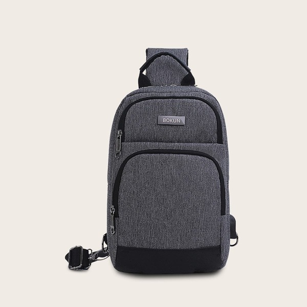 

Men Pocket Front Sling Bag, Grey
