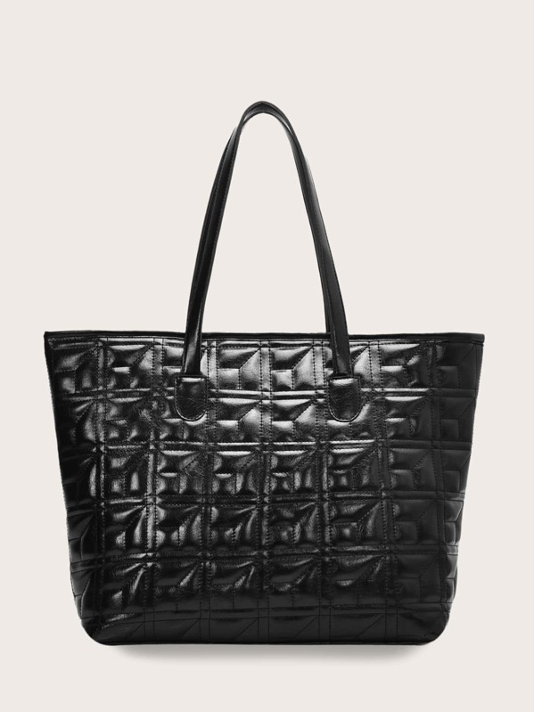 

Minimalist Quilted Tote Bag, Black