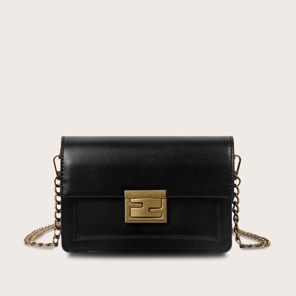 

Push Lock Flap Crossbody Bag, Black